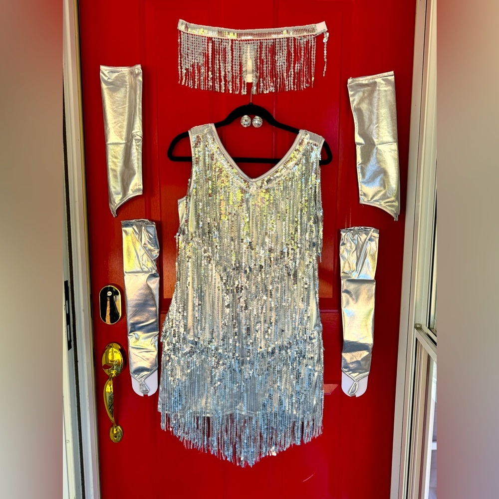 8 pc Super sparkly sequin Halloween flapper concert outfit